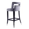Barstool Dining Chair, 30" Seat height, Set of 2, Gray Suede velvet