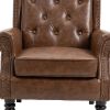 Button Tufted Lounge Armchair, Brown