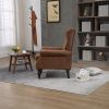 Button Tufted Lounge Armchair, Brown