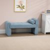 Modern Mid-Century Upholstered Ottoman Bench, 49" x 16" x 23.5", Blue Boucle