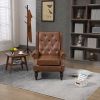 Button Tufted Lounge Armchair, Brown