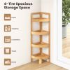Corner Storage Rack, 4 Shelves, 9" x 9" x 31.5", Bamboo
