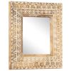 Hand-Carved Mirror, 19.7" x 19.7"x1", Solid Mango Wood