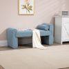 Modern Mid-Century Upholstered Ottoman Bench, 49" x 16" x 23.5", Blue Boucle