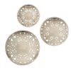 Floral Carved Medallion Wood Wall Decor, 3-Piece Set, Distressed White