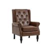 Button Tufted Lounge Armchair, Brown