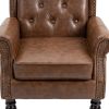 Button Tufted Lounge Armchair, Brown