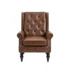 Button Tufted Lounge Armchair, Brown