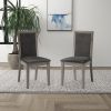 Wood Dining Chairs, Set of 2, Light Grey Base with Grey Cushion