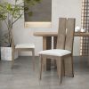 High Back Wood and PU Leather Dining Chairs, Set of 2