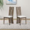 High Back Wood and PU Leather Dining Chairs, Set of 2