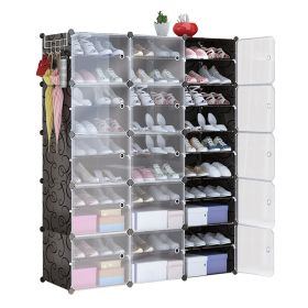 10-Tier, 3-Row Stackable Shoe Rack Organizer with Transparent Doors