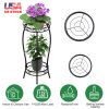 Round Plant Stand, 2-Tier, 26.57", Black Metal
