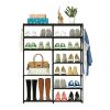 7-Tier Shoe/Purse Organizer Rack for 24+ Pairs, Black Metal