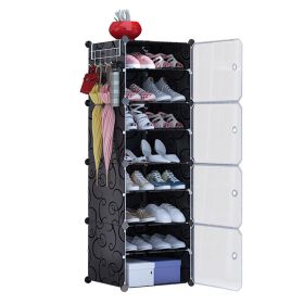 8-Tier Stackable Shoe Organizer Rack with Transparent Doors
