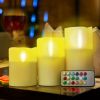 Flickering Flameless Candles, Battery Operated w/ Remote, 3 Pieces