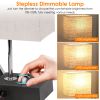 LED Table Lamp with Dual USB Ports, 2 Power Outlets, Dimmable