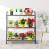 Plant Stand Display Rack Organizer, 3-Tier, Dark Grey Metal