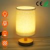 Bedside Nightstand Lamps, Warm White, Bamboo Base