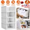 Stackable Storage Box Organizer,  Foldable,  4 Pack, White