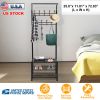 Metal Coat/Shoe Hall Tree, 3-Tier Shoe Bench, 18 Coat Hooks