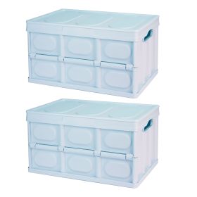 Collapsible Storage Bins With Lid, Stackable, 15 Gallon, 2 Pieces, 3 Colors (Option: BLUe  GPCT4732)