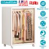 Small Wardrobe Closet on Wheels, 1 or 4 Cubes, White Sides/Clear Door