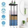 Towel Rack Storage Shelf, Wall Mounted, Black