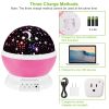 Rotating Kids LED Star/Sky Projector Night Light, USB, Blue or Pink