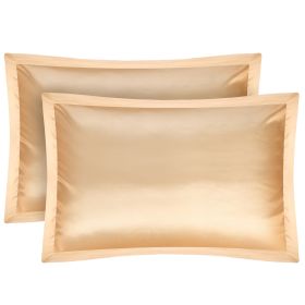 Satin Pillow Cases, 2 Piece Set, Queen, 4 Colors (Option: Ivory  GPCT1063)