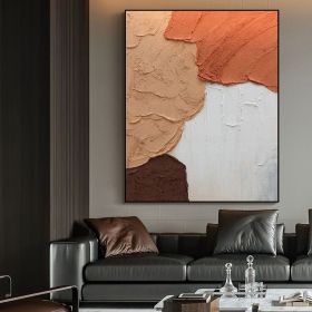 Handmade Plaster Brush Stroke Patches Painting, 5 Sizes, Brown/Terra Cotta/Beige (Style: 01, size: 50X70cm)