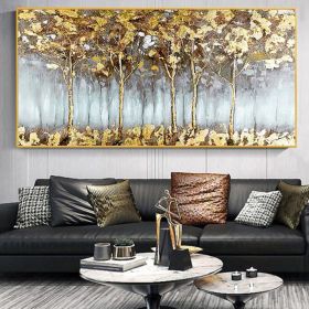 Hand Painted Textured Abstract Forest Wall Art, Gold, 8 Sizes (Style: 01, size: 100x150)