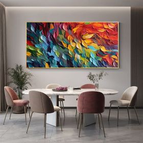 Hand Painted Abstract Textured Feathers Wall Art, Multi-Colored, 8 Sizes (Style: 01, size: 150x220cm)