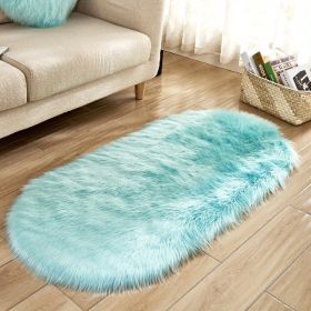 Oval Plush Accent Rug, 23.62" x 47.24", 7 Colors (Color: Light Blue)