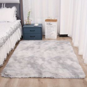 Plush Silky Fur Area Rug, 5 Sizes, 5 Colors (Color: Tie-dye Light Gray, size: 35.4*59.1 inch)