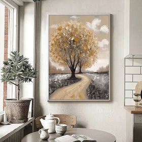 Hand Painted Abstract Blooming Tree Painting, 5 Sizes, Gold & Silver (Style: 01, size: 50X70cm)