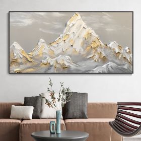 Hand Painted Abstract Snow Mountains Painting, 8 Sizes, Gold/White/Gray (Style: 01, size: 150x220cm)