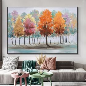 Hand Painted Abstract Trees in Fall Colors Oil Painting, 5 Sizes, Multi-Colors (Style: 01, size: 150x220cm)