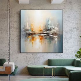 Hand Painted Abstract Sunrise at the Sea Oil Painting (Style: 01, size: 120x120cm)