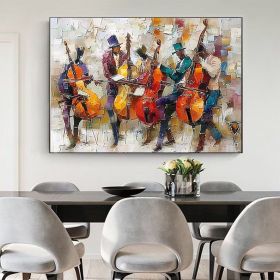 Hand Painted Abstract Jazz Band Oil Painting, 8 Sizes (Style: 01, size: 90x130cm)