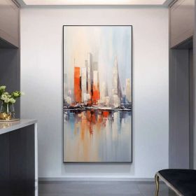 Hand Painted Abstract Textured Cityscape Oil Wall Art, 7 Sizes (Style: 01, size: 60x120cm)