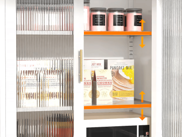 Fluted Glass Door Storage Cabinet, 31.5" x 15.38" x 71", White or Black (Attribute: White)