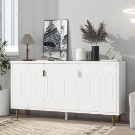 Modern Sideboard Cabinet with Adjustable Shelves, 65", White or Black (Color: White)