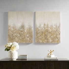 Winter Glaze Embellished Canvas Wall Art Set, 2 Piece, Grey/White, 15" x 30" (Color: as Pic)