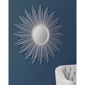 Sunburst Wall Decor Mirror, 29.5", Silver (Color: as Pic)