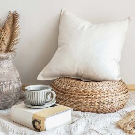 Linen Accent Throw Pillow Covers;  18" x 18", Various Colors (Material: White)