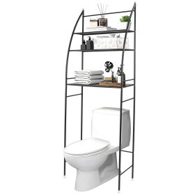 3-Tier Freestanding Over the Toilet Storage Shelf, Black or White (Option: Black  GPCT4163)