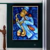 Hand Painted Abstract Jazz Musician Oil Painting, Blue Tones, 5 Sizes