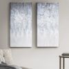 Heavily Embellished Canvas Wall Art Set, 2 Piece Set, 15" x 30", Grey/White