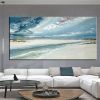 Hand Painted Abstract Seascape Oil Painting, Blue Tones, 8 Sizes